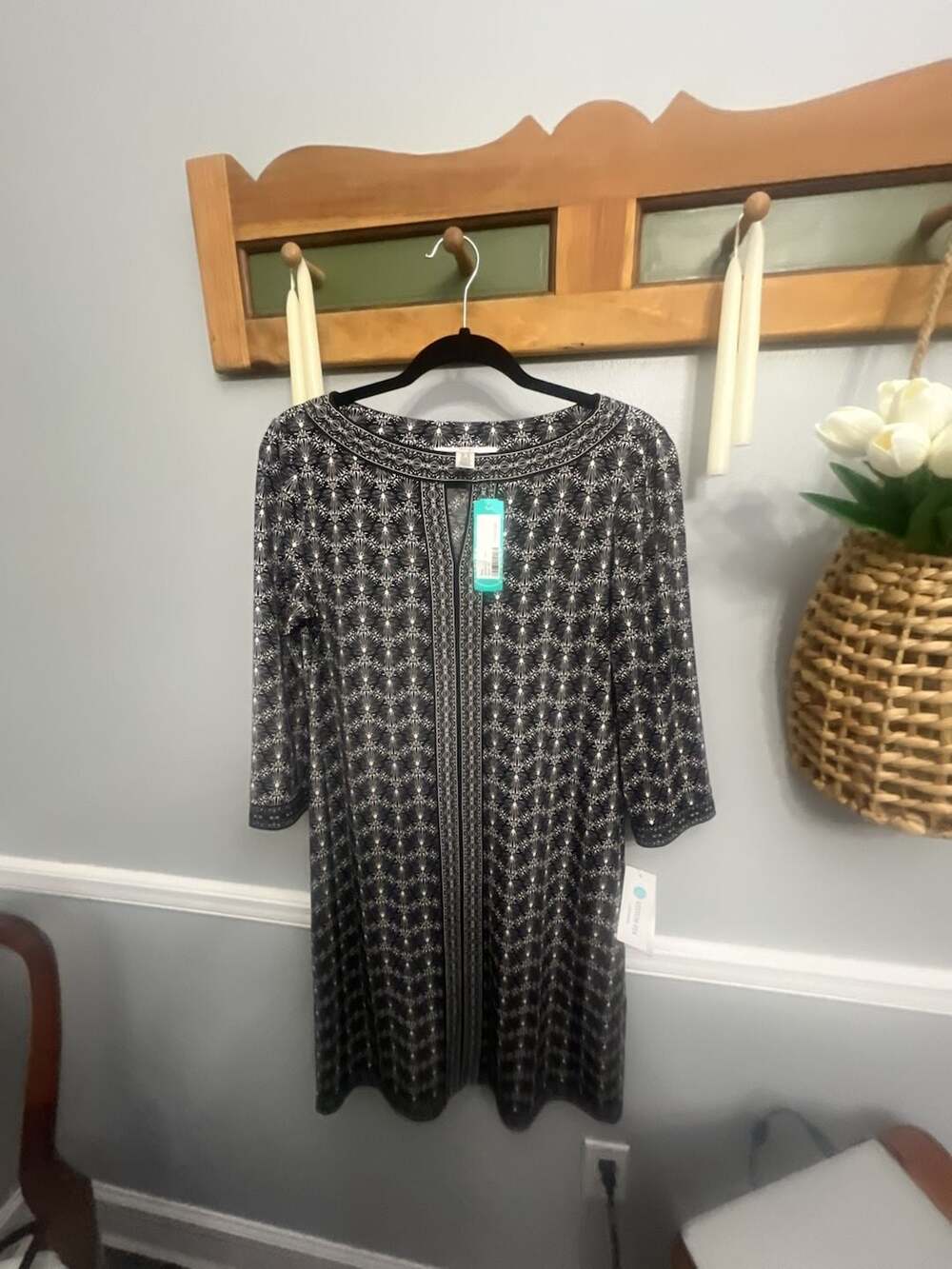 Wisp Marnie Knit Dress Black White Pattern Size 10